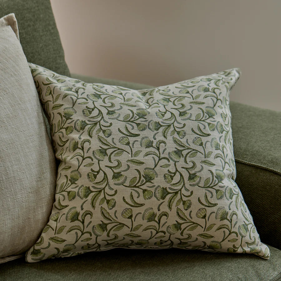 Lalita Green Block Print Cushion