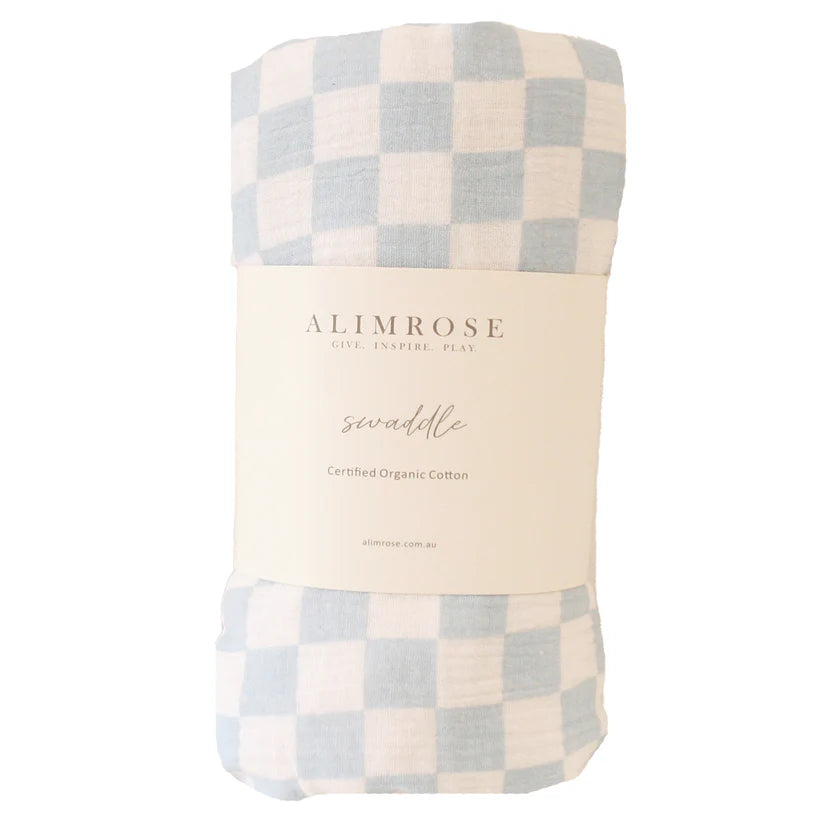 Muslin Swaddle - Blue Check