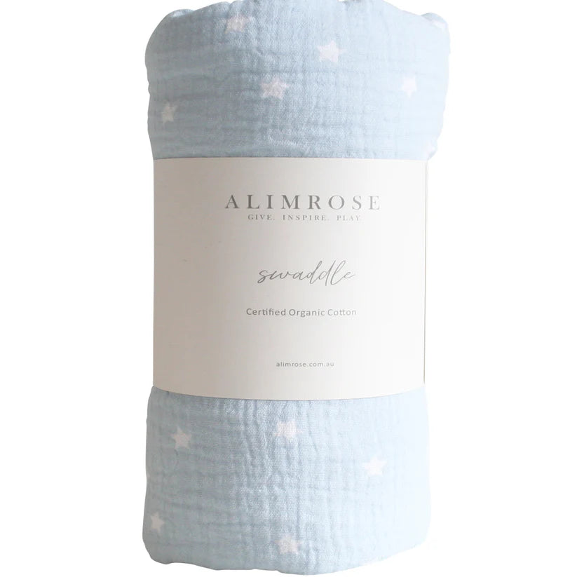 Muslin Swaddle - Starry Night Baby Blue