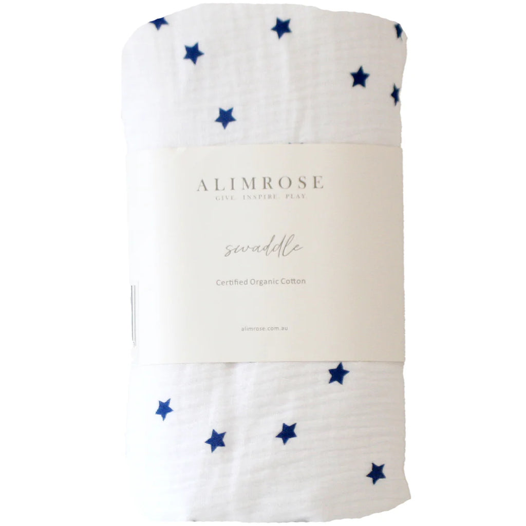 Muslin Swaddle - Navy Stars
