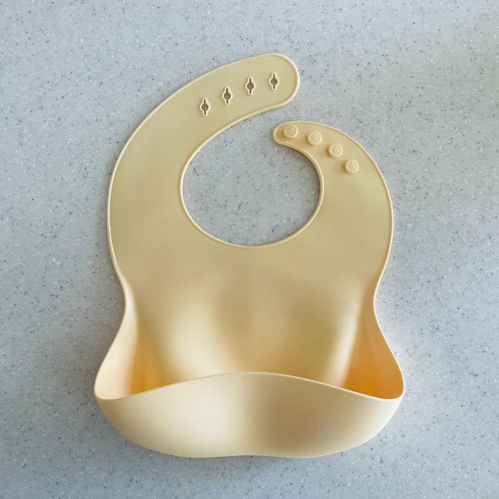 Silicone Feeding Bib - Custard
