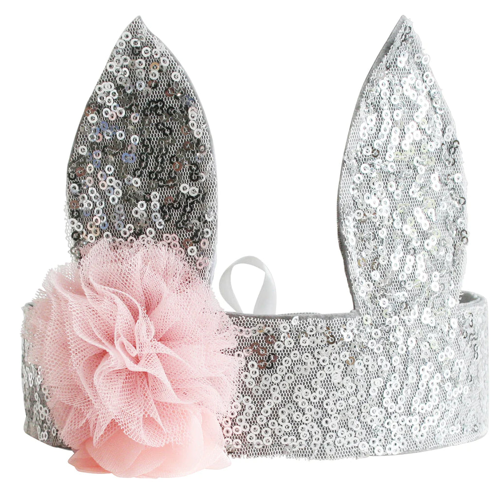 Sequin Bunny Crown - Silver