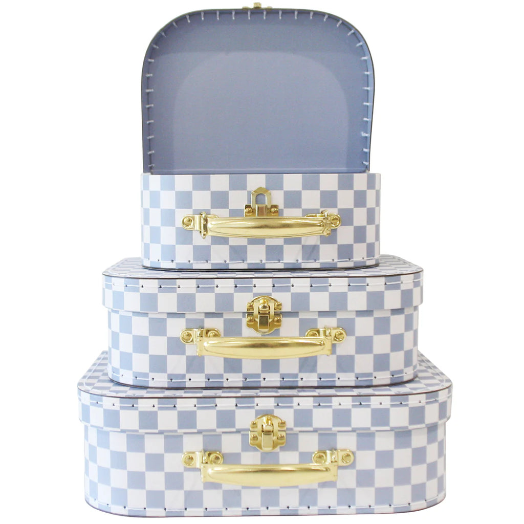 Kids Carry Case Set - Blue Check