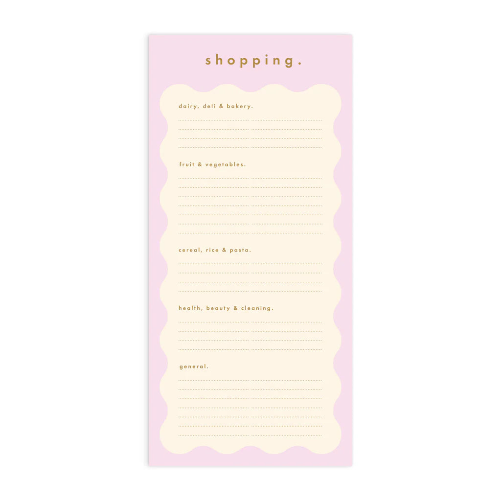 Lilac Wiggle DL Magnet Notepad - Shopping List