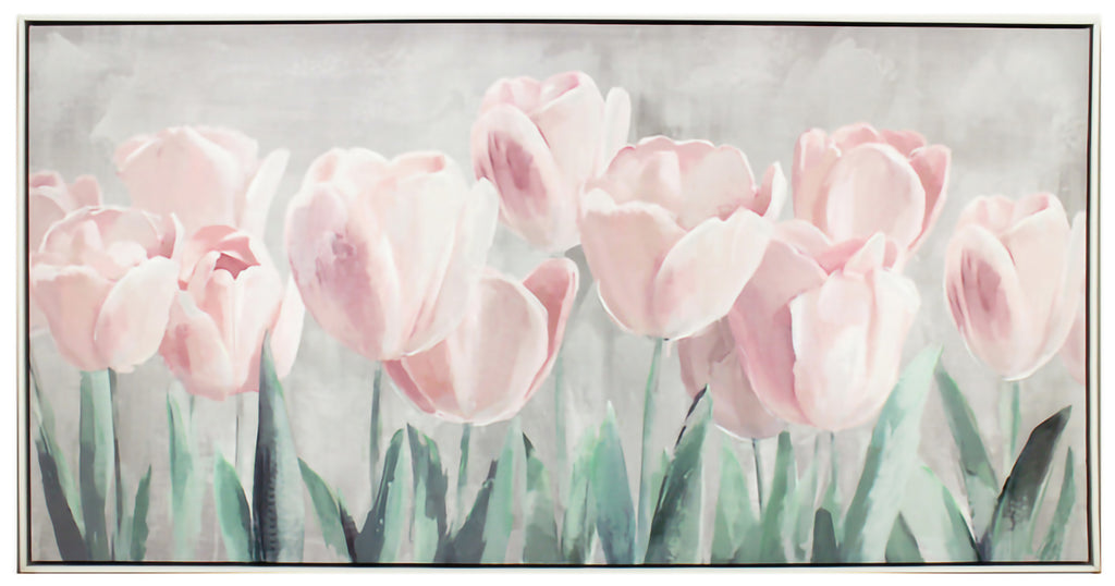 Soft Tulip Garden Painting - Framed Canvas