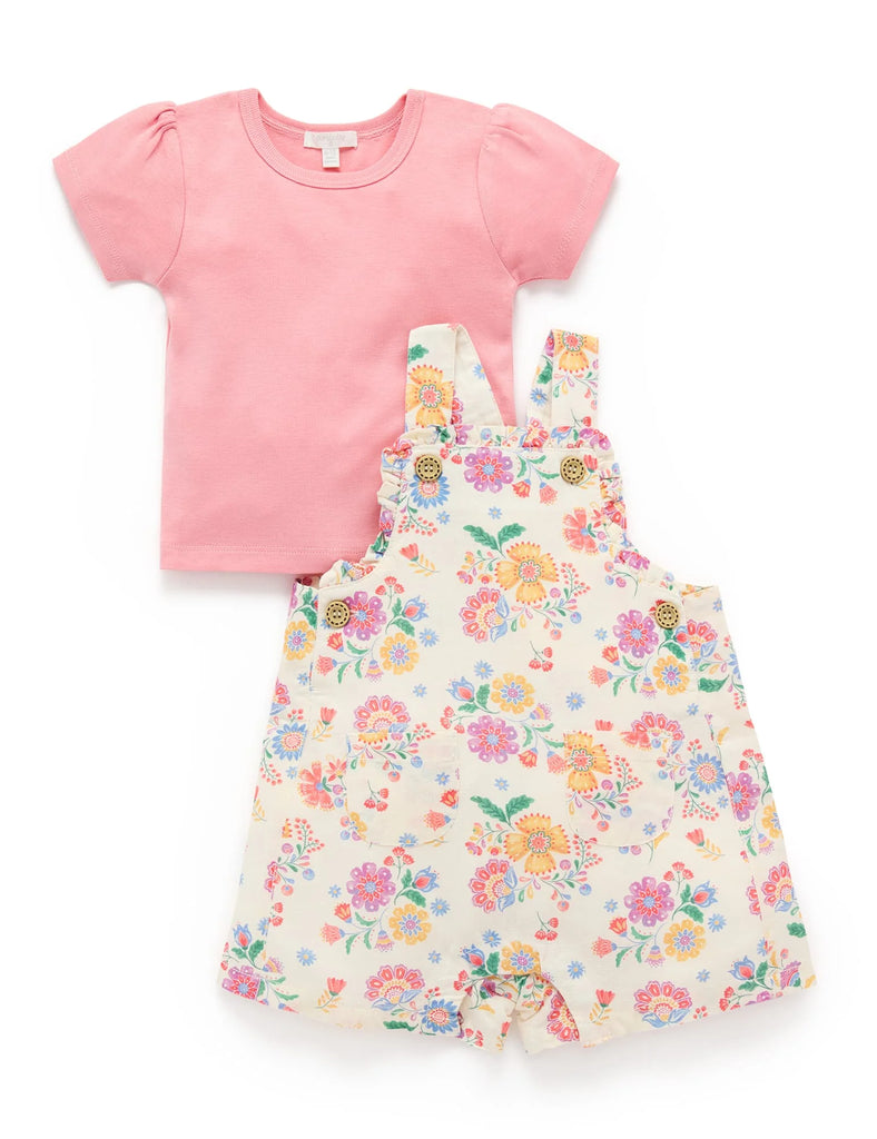 Floral Linen Blend Overall Set