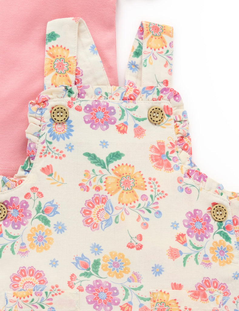Floral Linen Blend Overall Set
