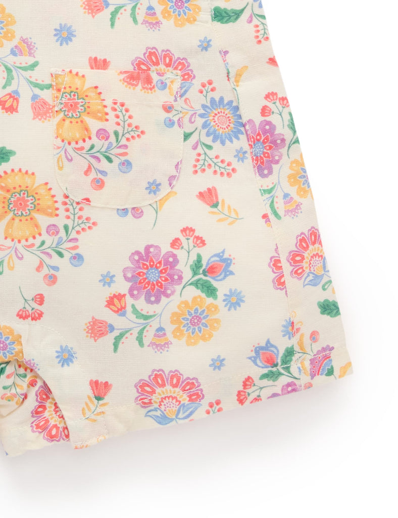 Floral Linen Blend Overall Set