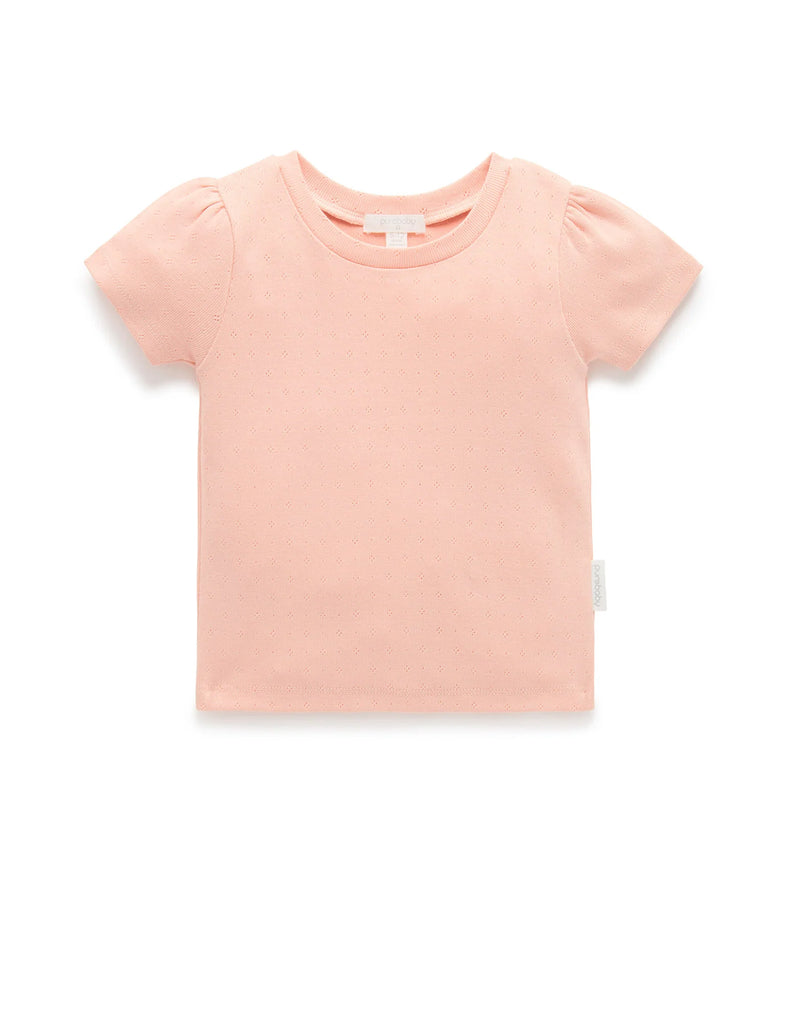 Pointelle Short Sleeve Tee - Shell Pink - Size 3