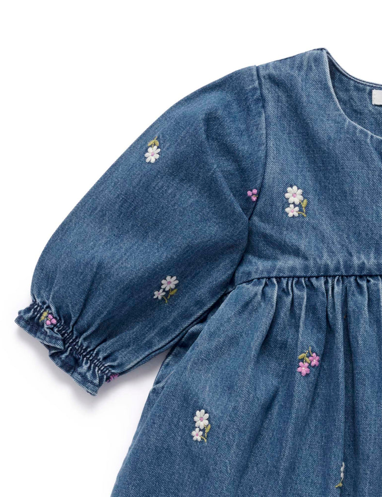 Denim Broderie Dress - Size 4 & 5