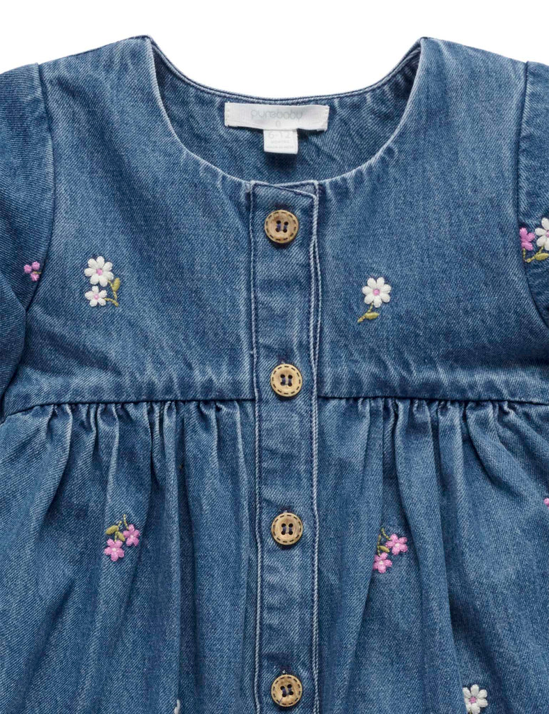 Denim Broderie Dress - Size 4 & 5