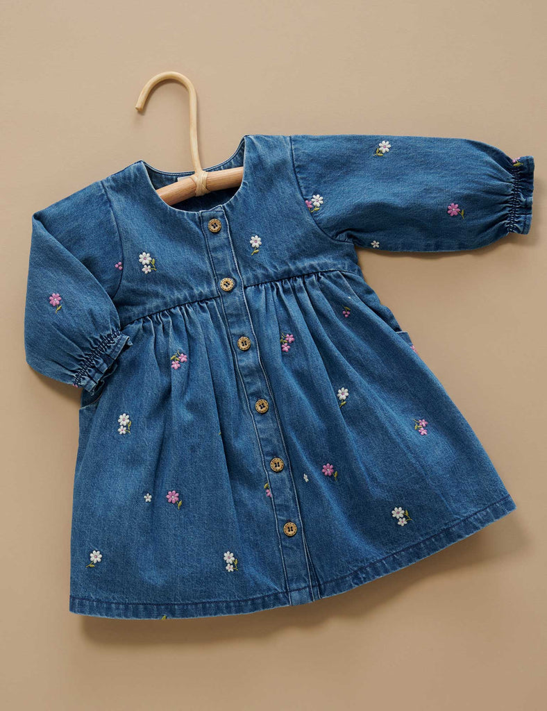 Denim Broderie Dress - Size 4 & 5