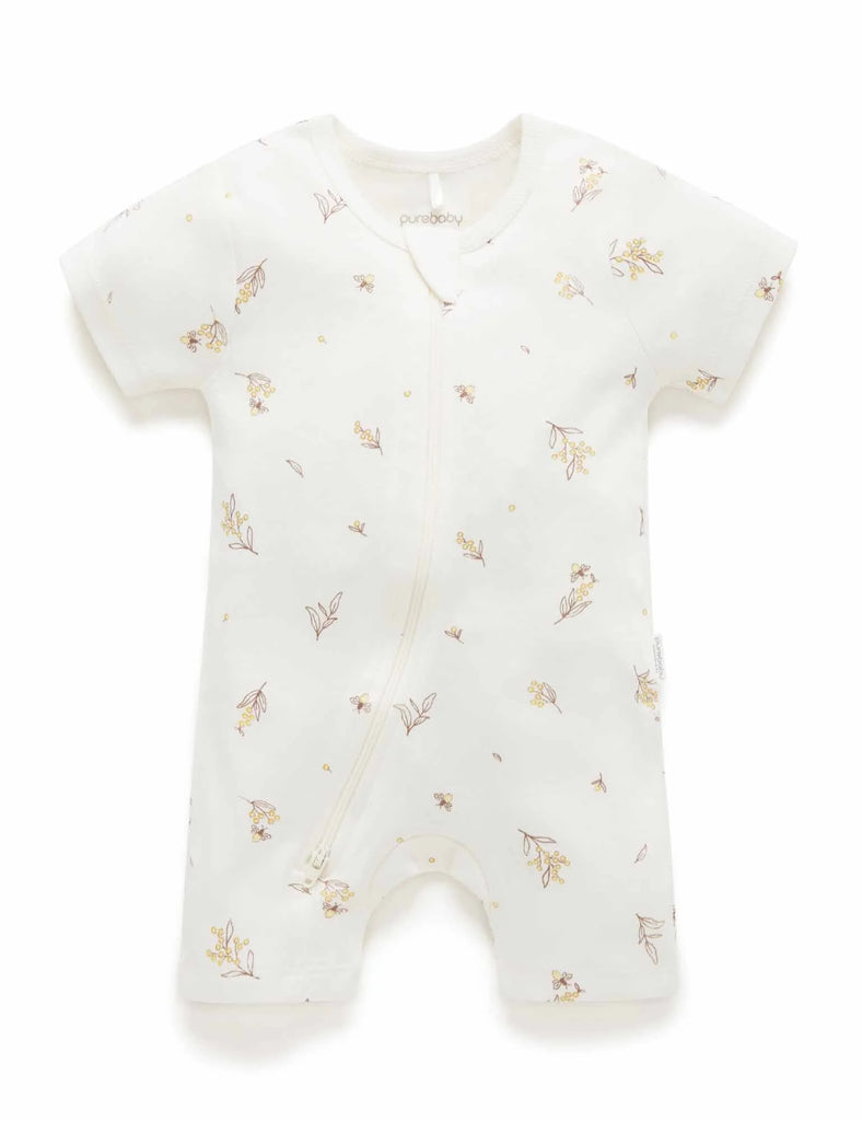 Vanilla Wattle Bee Short Sleeve Zip Growsuit