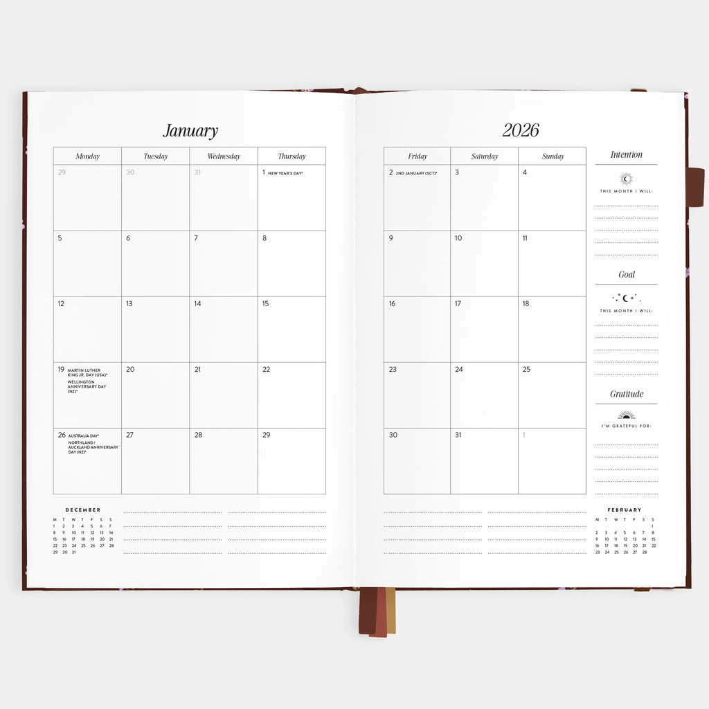 2026 A5 Vertical Planner - Chocolate