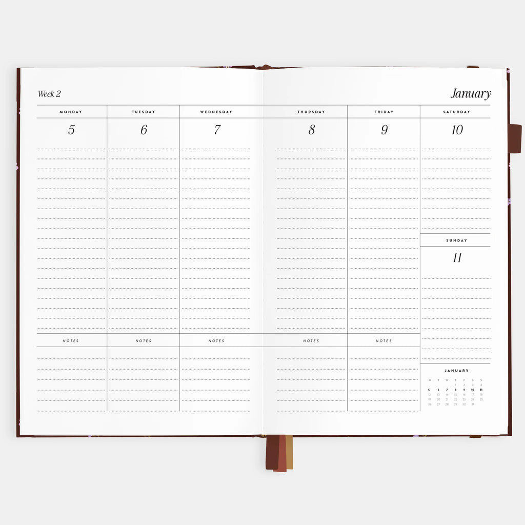 2026 A5 Vertical Planner - Chocolate
