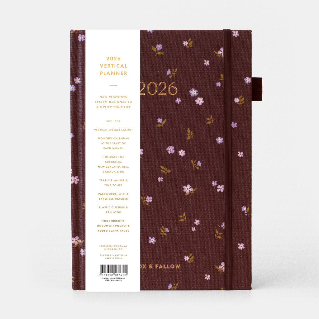 2026 A5 Vertical Planner - Wisteria