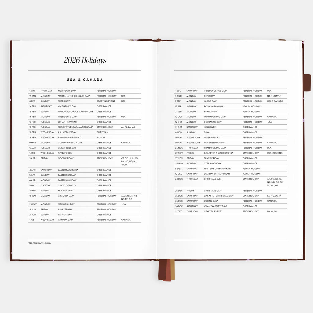 2026 A5 Vertical Planner - Chocolate