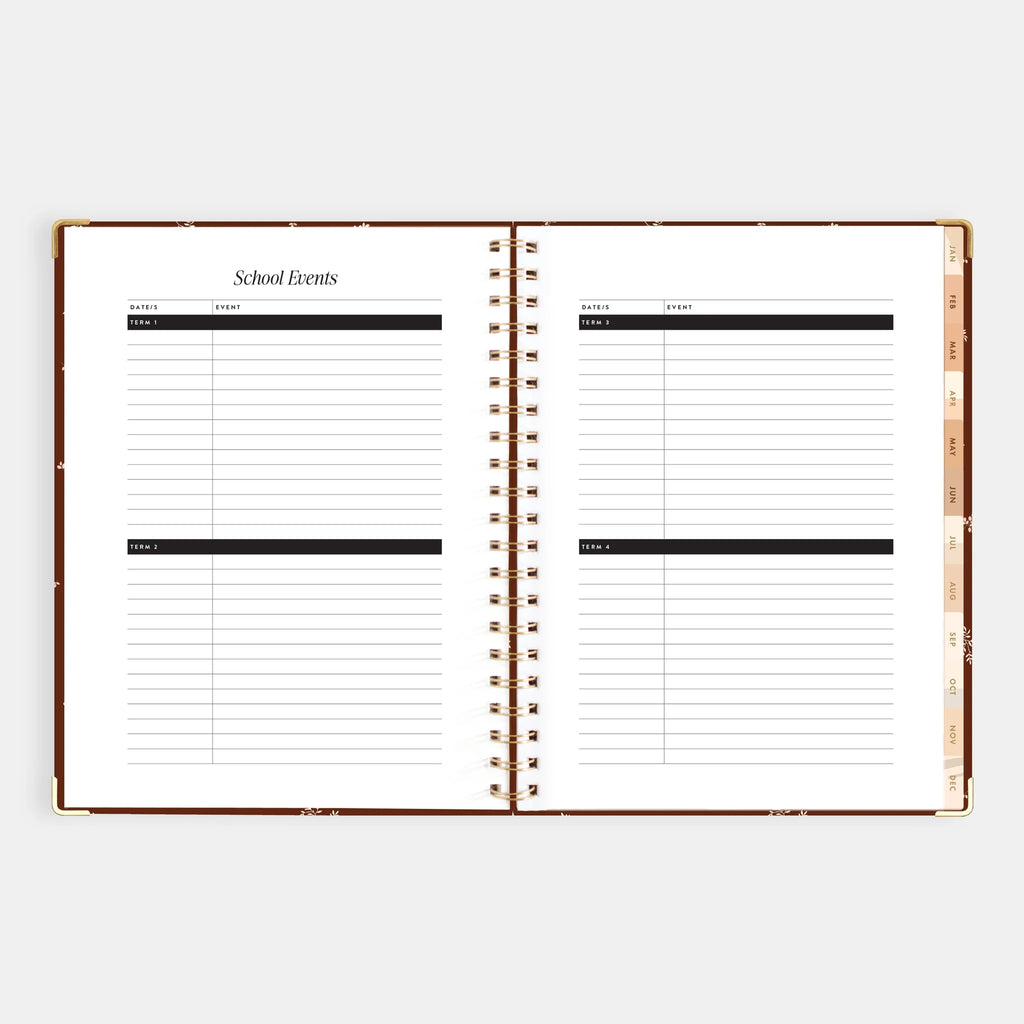 2026 A4 Academic Vertical Planner - Raspberry