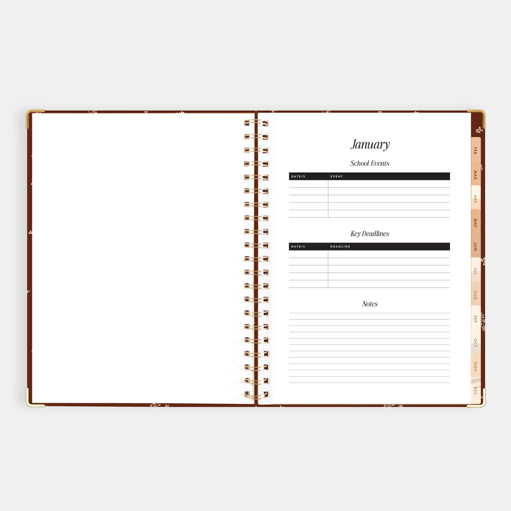 2026 A4 Academic Vertical Planner - Raspberry