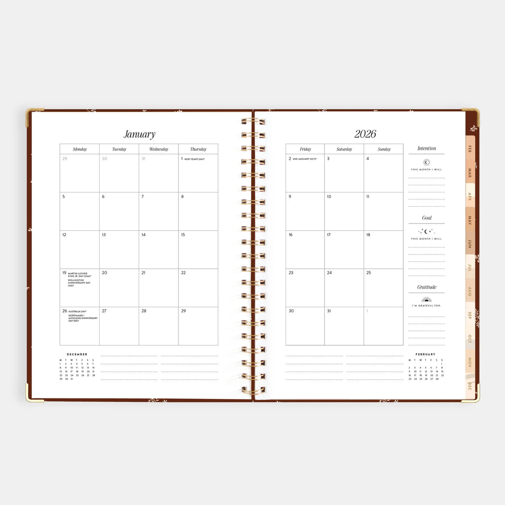 2026 A4 Academic Vertical Planner - Raspberry