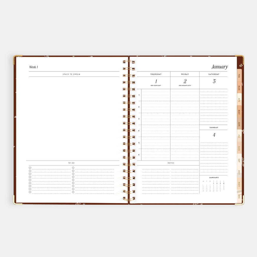 2026 A4 Academic Vertical Planner - Raspberry