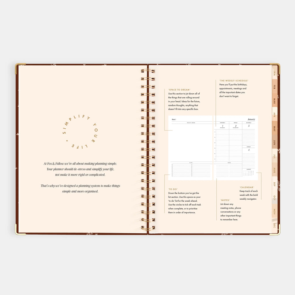 2026 A4 Academic Vertical Planner - Raspberry