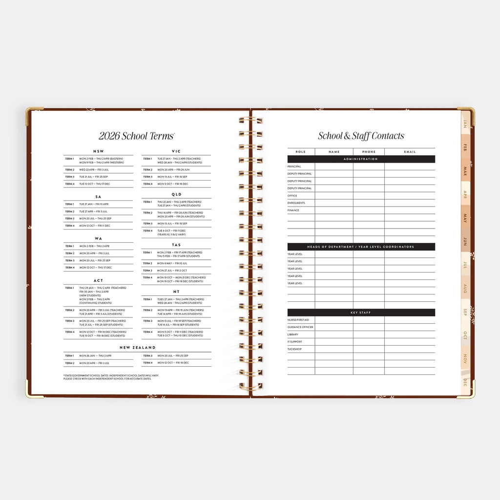 2026 A4 Academic Vertical Planner - Raspberry