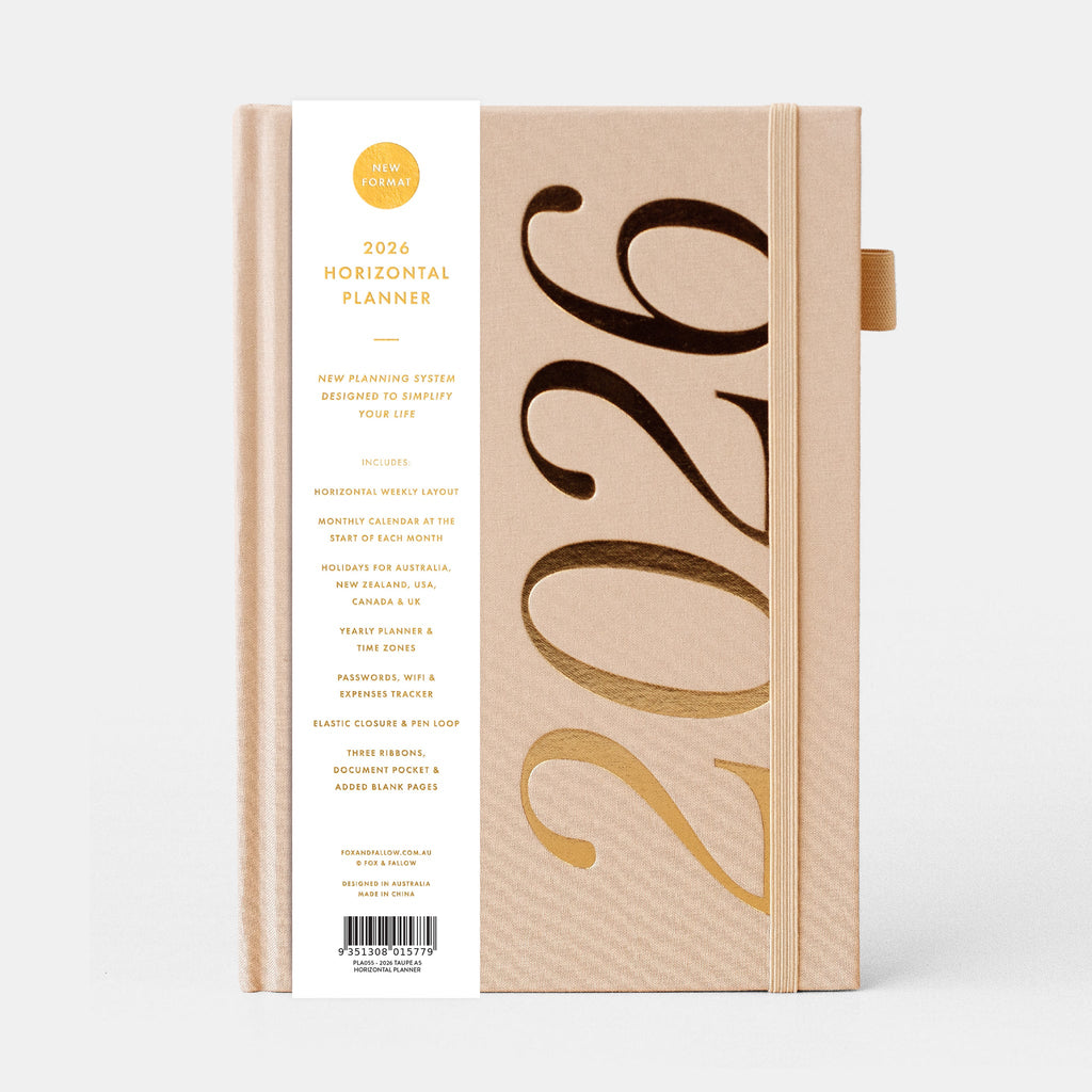 2026 A5 Horizontal Planner - Taupe