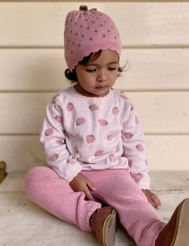 Pink Scalloped Knitted Leggings