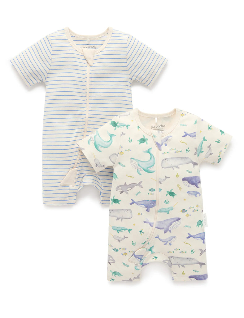 Whale 2 Pack Short Zip Growsuit