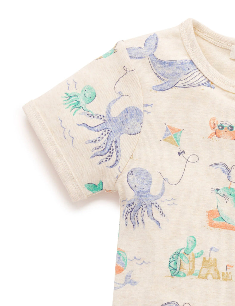 Short Sleeve Zip Growsuit - Splish Splash