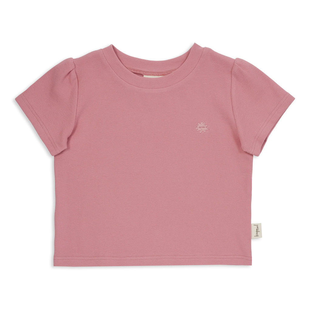 Rosette Rib Puff Sleeve Tee