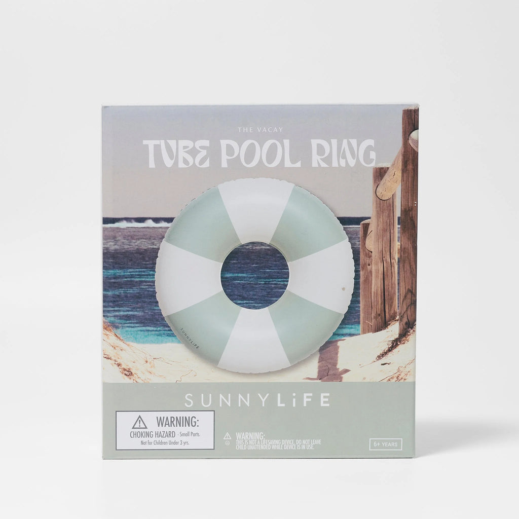 Tube Pool Ring - The Vacay Soft Olive Stripe