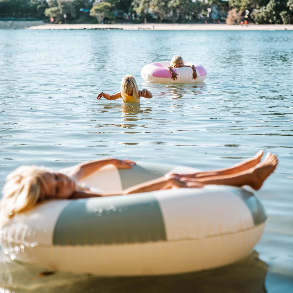 Tube Pool Ring - The Vacay Soft Olive Stripe