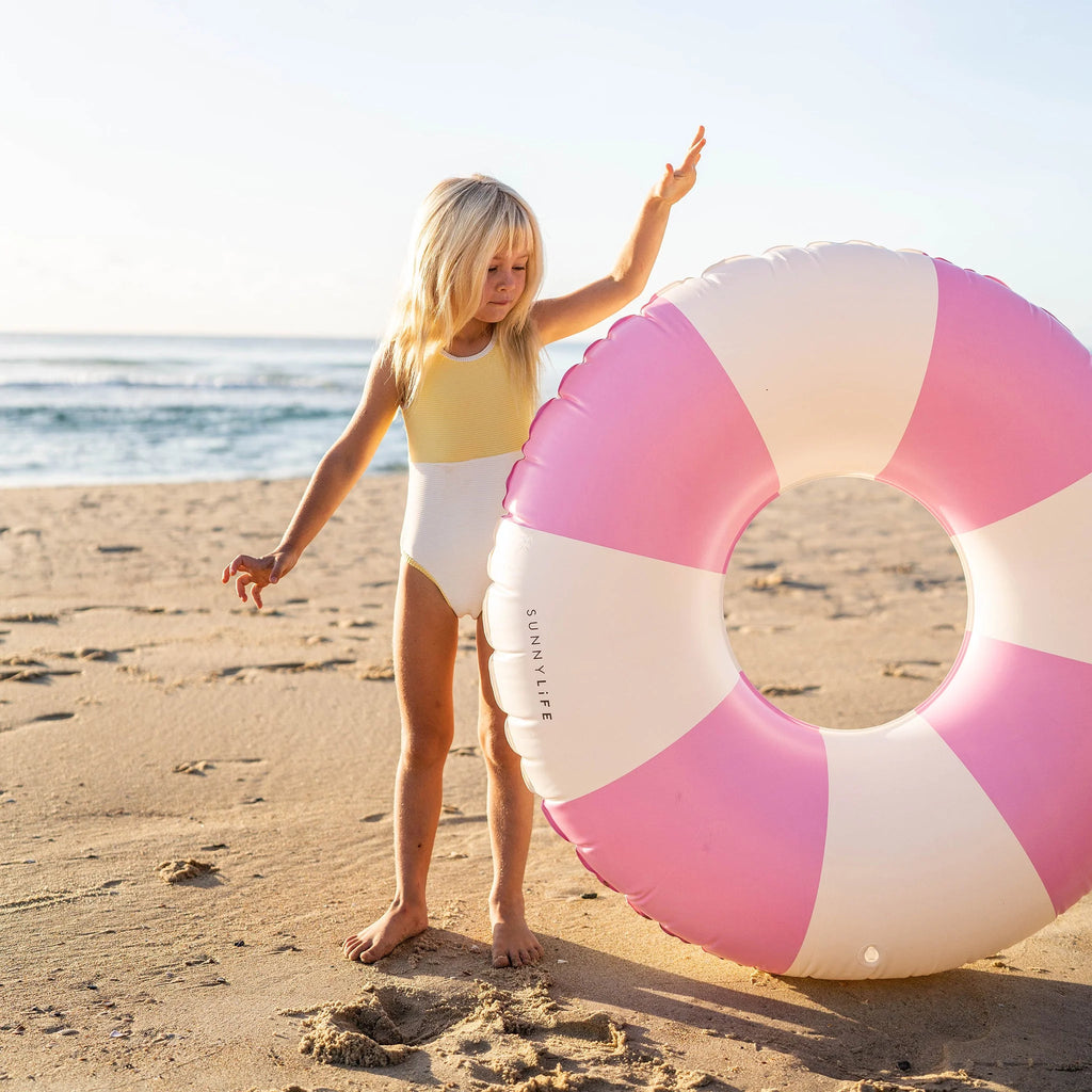 Tube Pool Ring - Bubblegum Pink Stripe