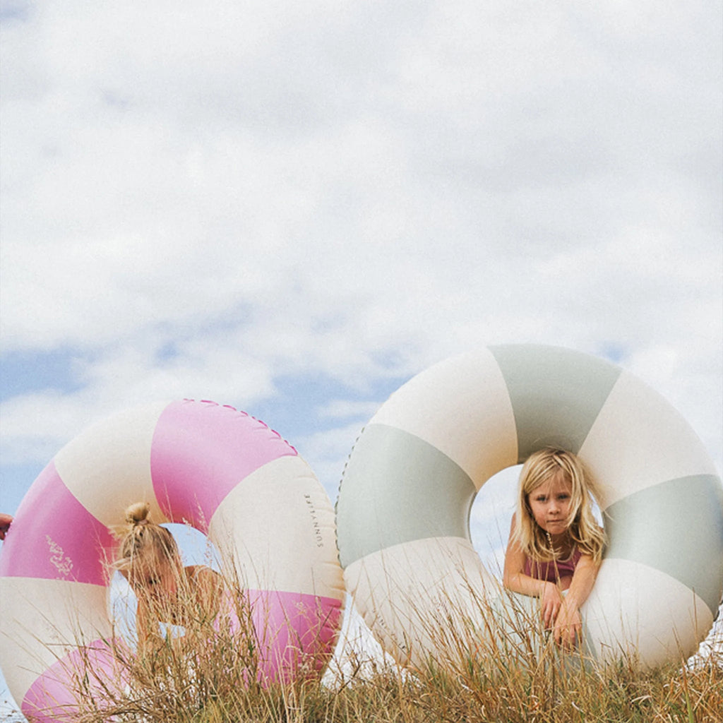 Tube Pool Ring - Bubblegum Pink Stripe