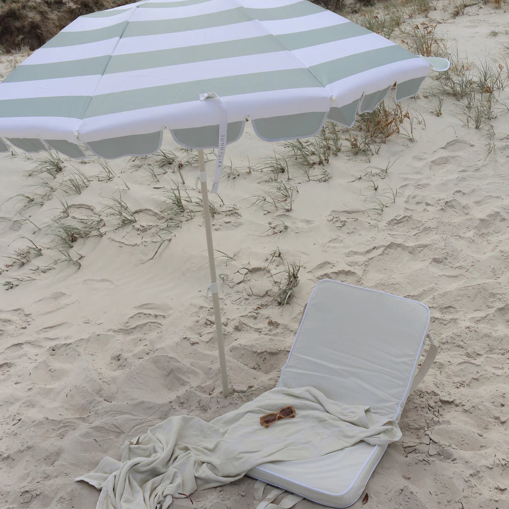 Compact Beach Umbrella - Sea Sage Stripe