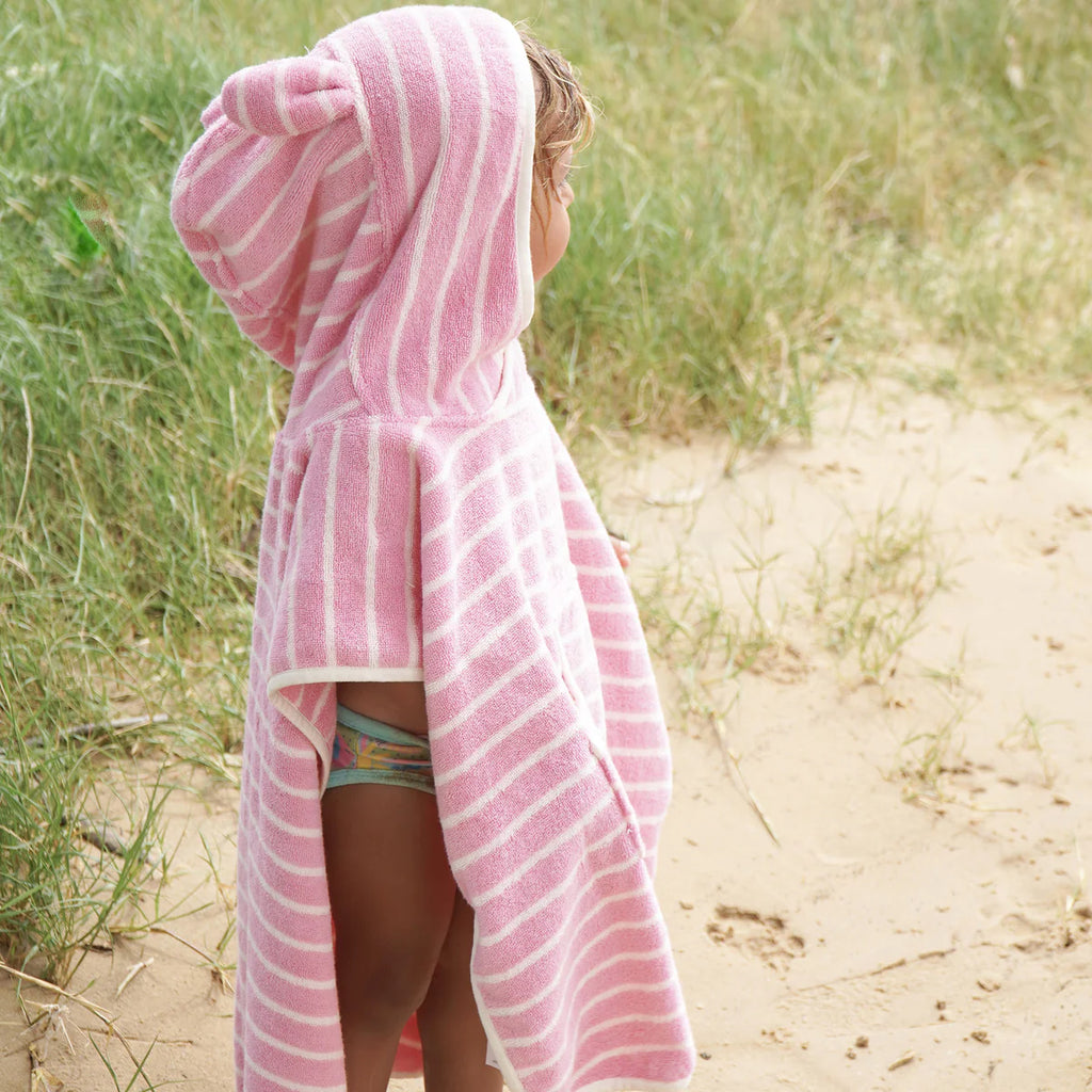 Kids Hooded Towel - Candy Pink Stripe