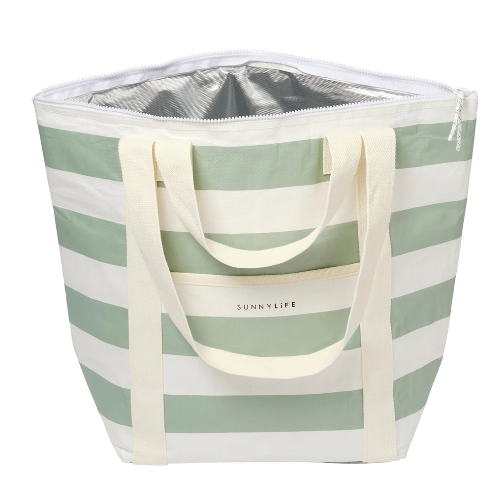 Light Cooler Tote - Sea Sage Stripe