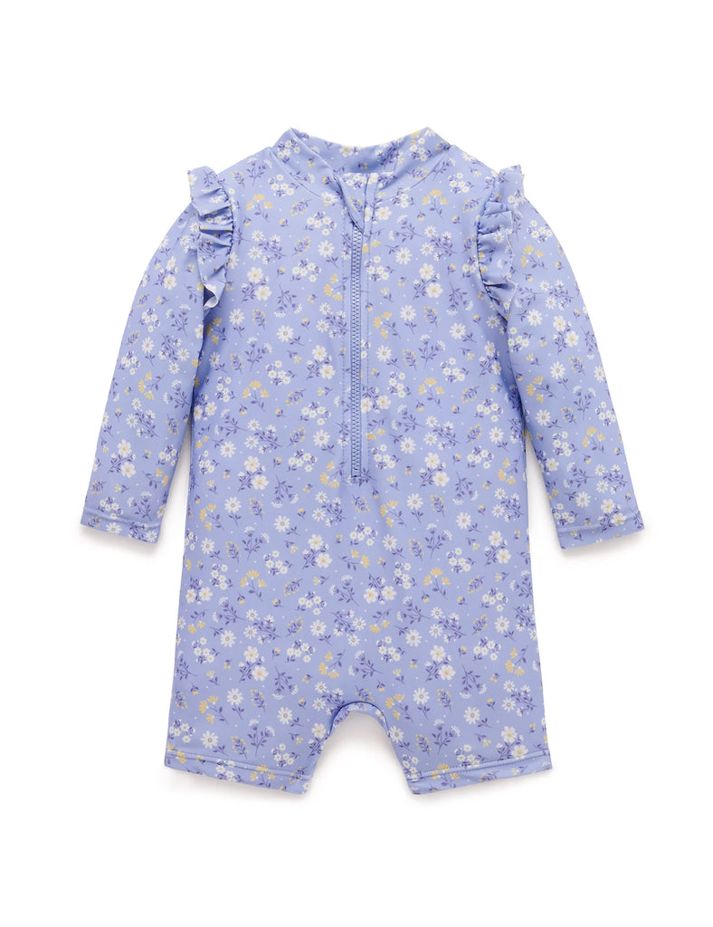 Blue Daisy Long Sleeve Rashie Sunsuit