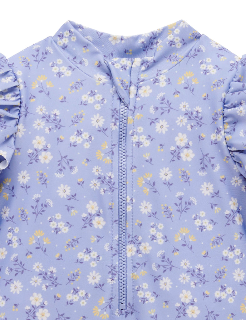 Blue Daisy Long Sleeve Rashie Sunsuit