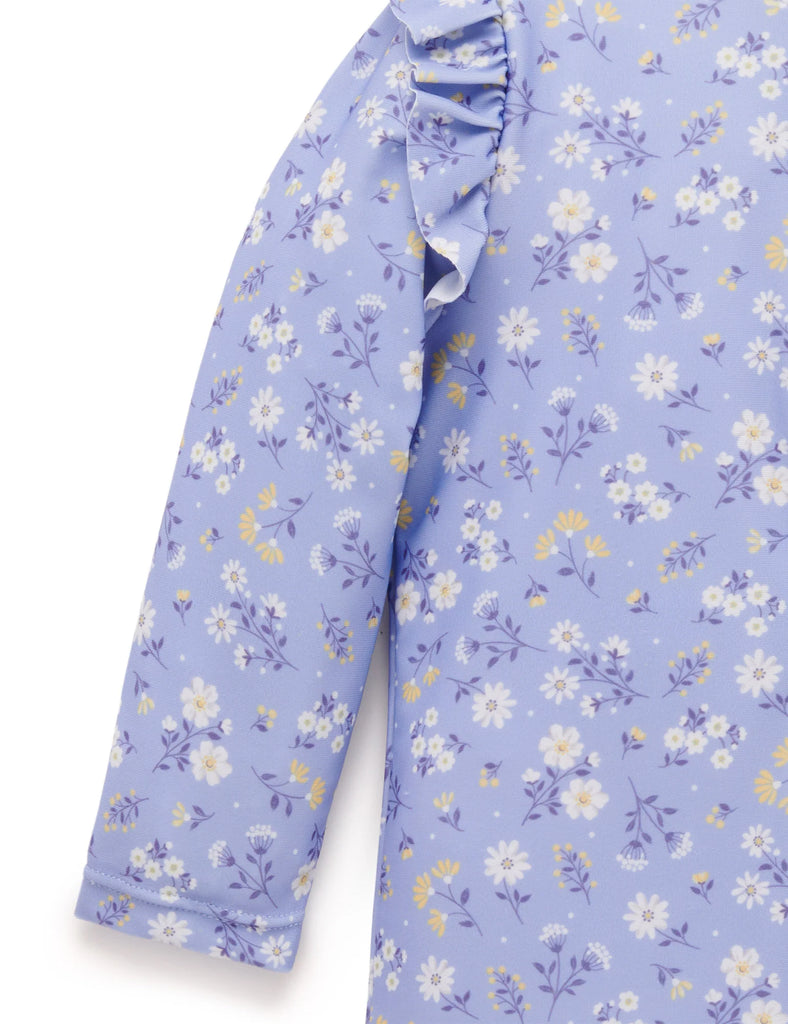 Blue Daisy Long Sleeve Rashie Sunsuit