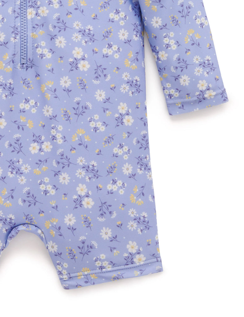 Blue Daisy Long Sleeve Rashie Sunsuit