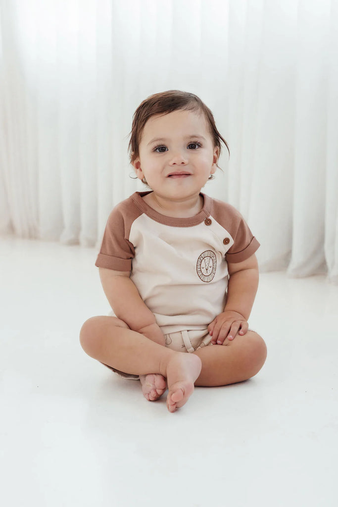 Lion Embroidered Raglan Tee