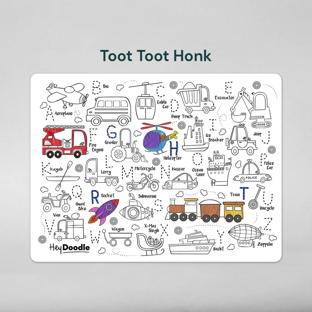Toot Toot Honk Colouring Mat - ABC