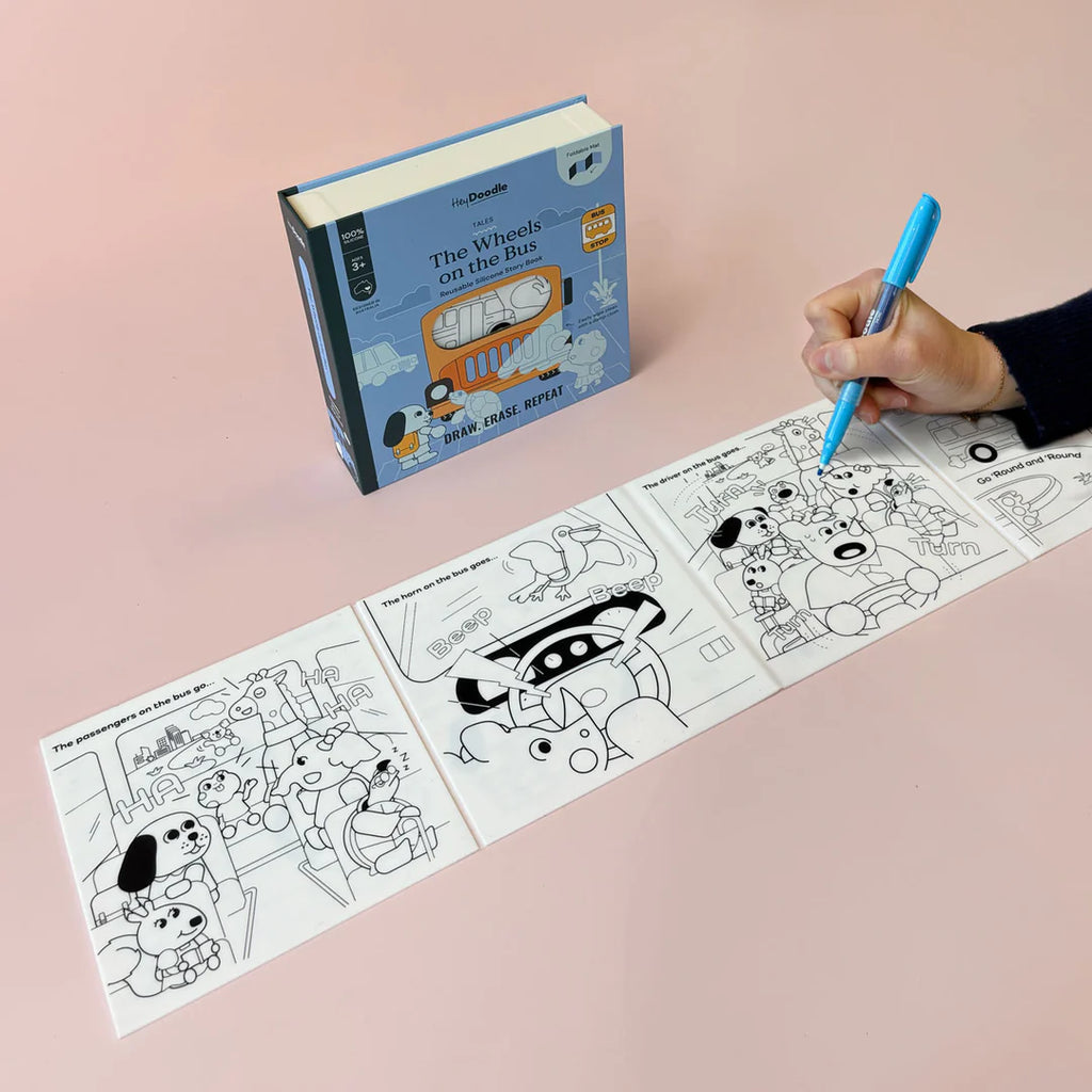 Wheels on the Bus Tales - Reusable Colouring Book