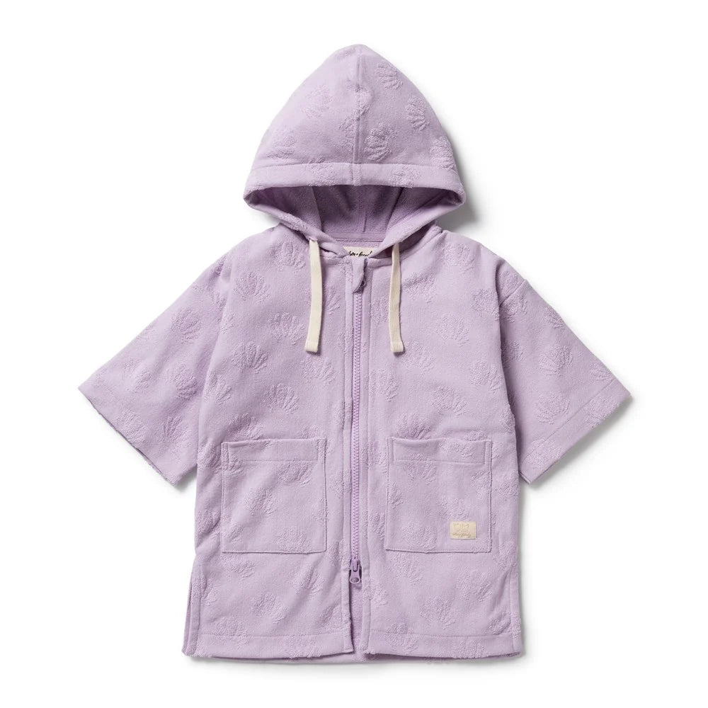 Lavender Shells Organic Terry Hooded Towel