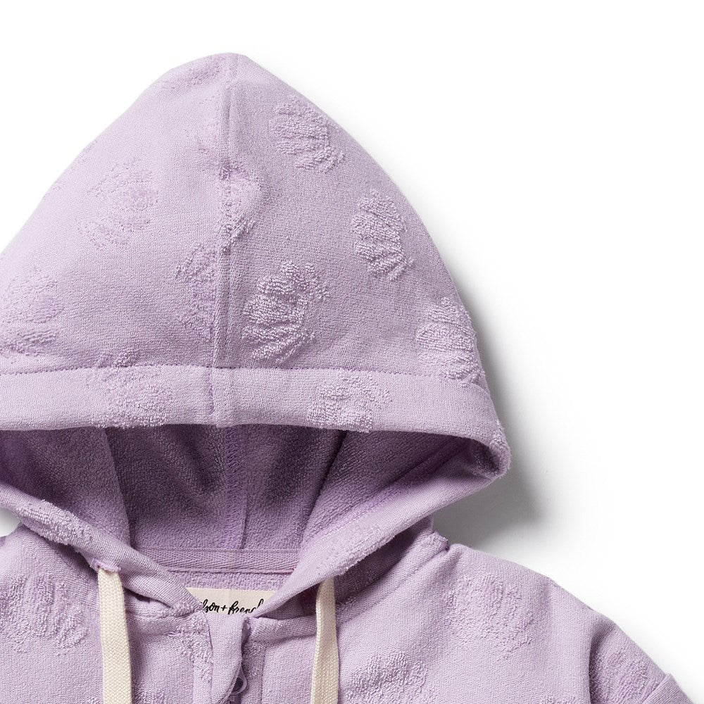 Lavender Shells Organic Terry Hooded Towel
