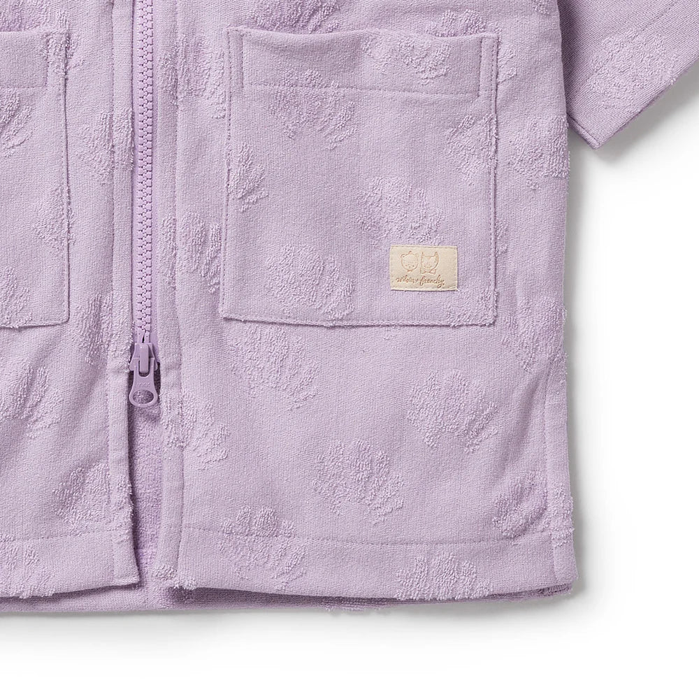 Lavender Shells Organic Terry Hooded Towel