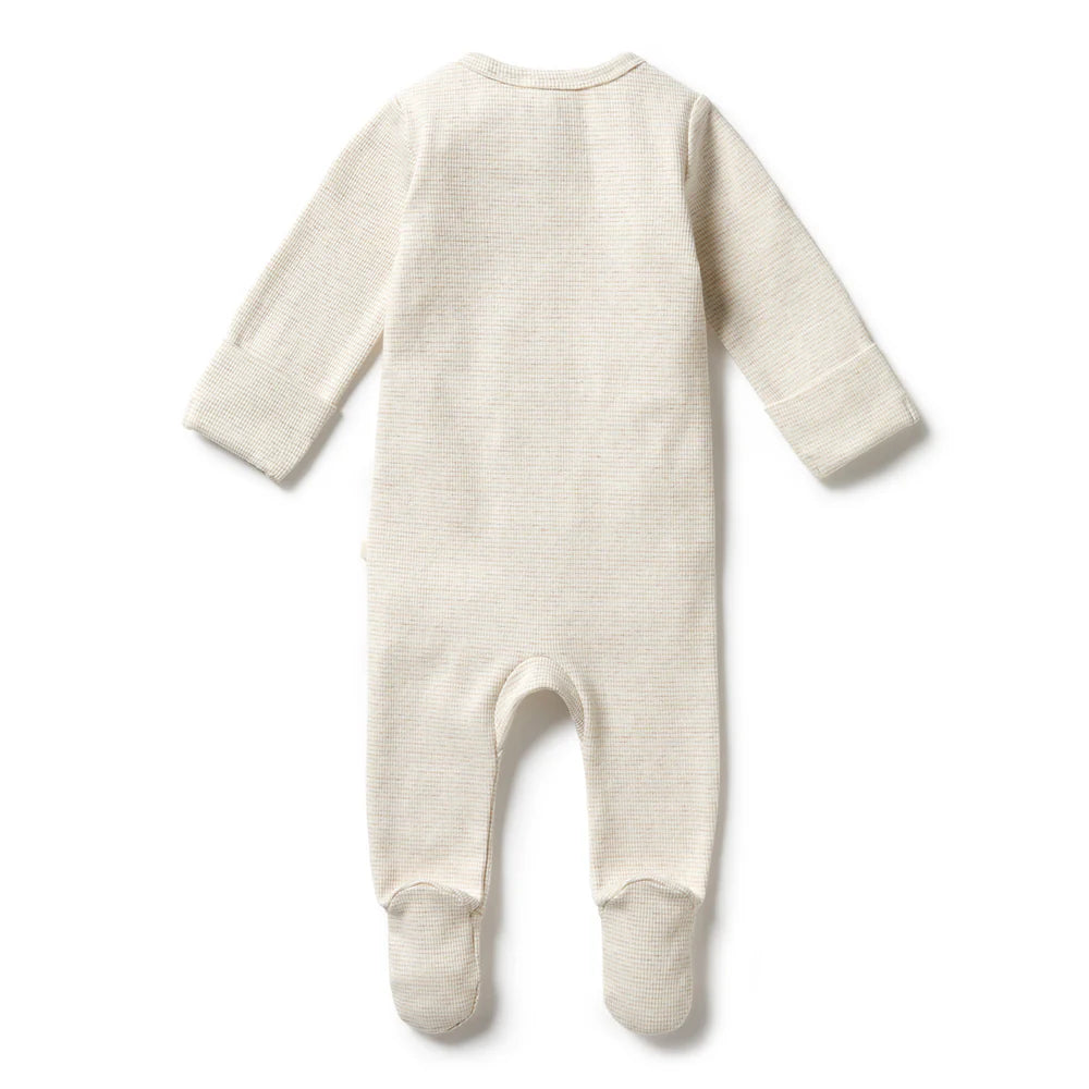 Oatmeal Rib Zipsuit with Feet